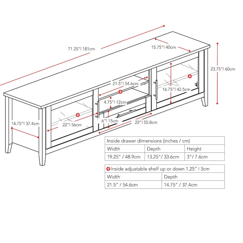 TV Stand with Glass Doors, for TVs up to 85