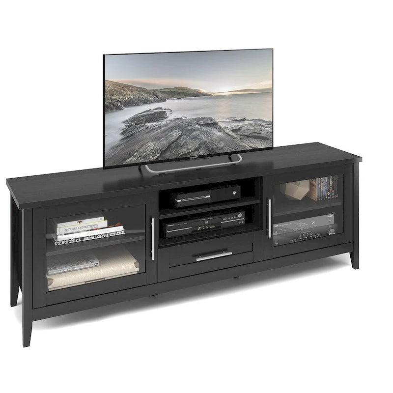 TV Stand with Glass Doors, for TVs up to 85