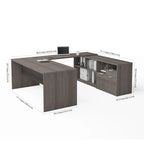 Bureau en U avec deux tiroirs