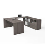 Bureau en U avec deux tiroirs