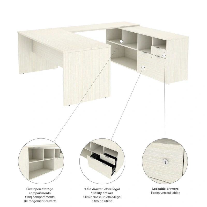 U-Desk with Two Drawers