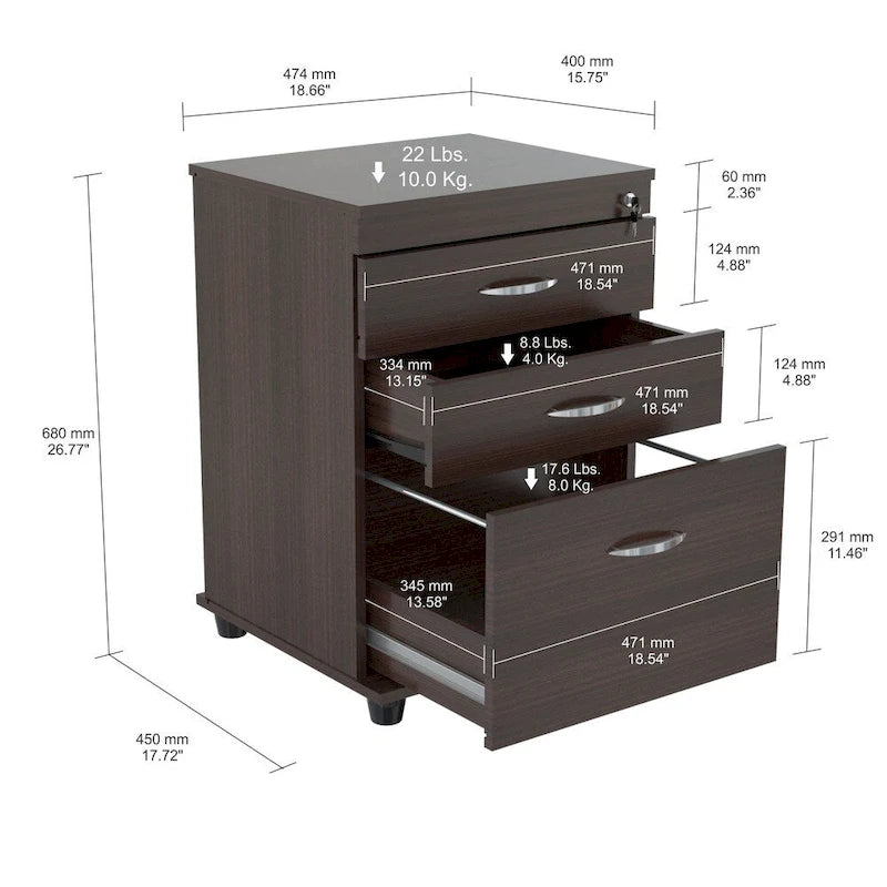 3-drawer Espresso File Cabinet
