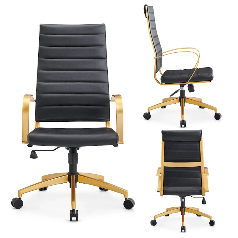 Ribbed Computer Office Chair Adjustable Swivel High Back Desk Chair