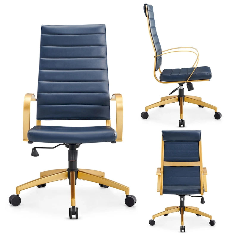 Ribbed Computer Office Chair Adjustable Swivel High Back Desk Chair