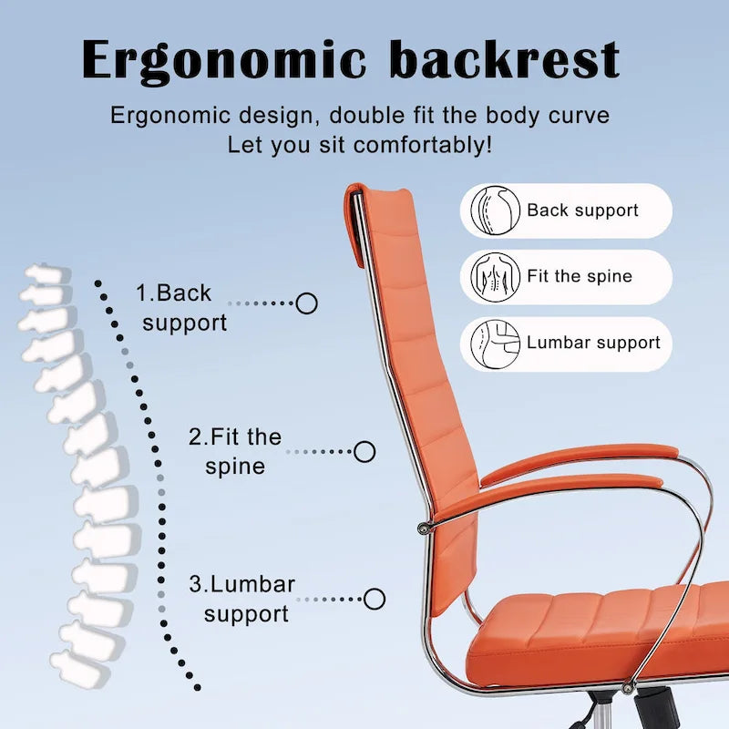 Ribbed Computer Office Chair Adjustable Swivel High Back Desk Chair