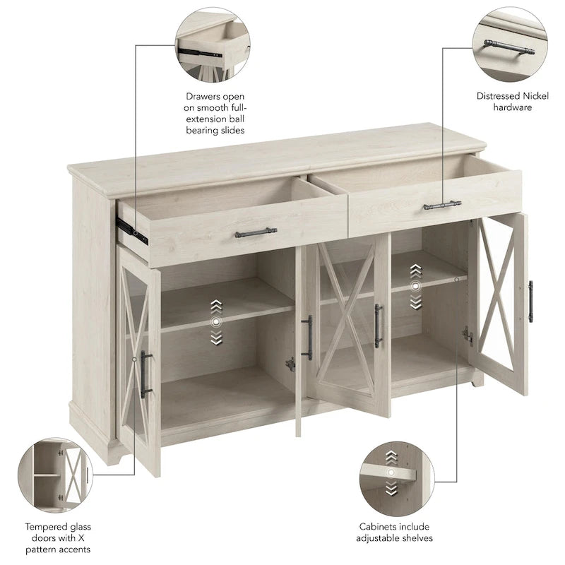 60W Farmhouse TV Stand for 75 Inch TV