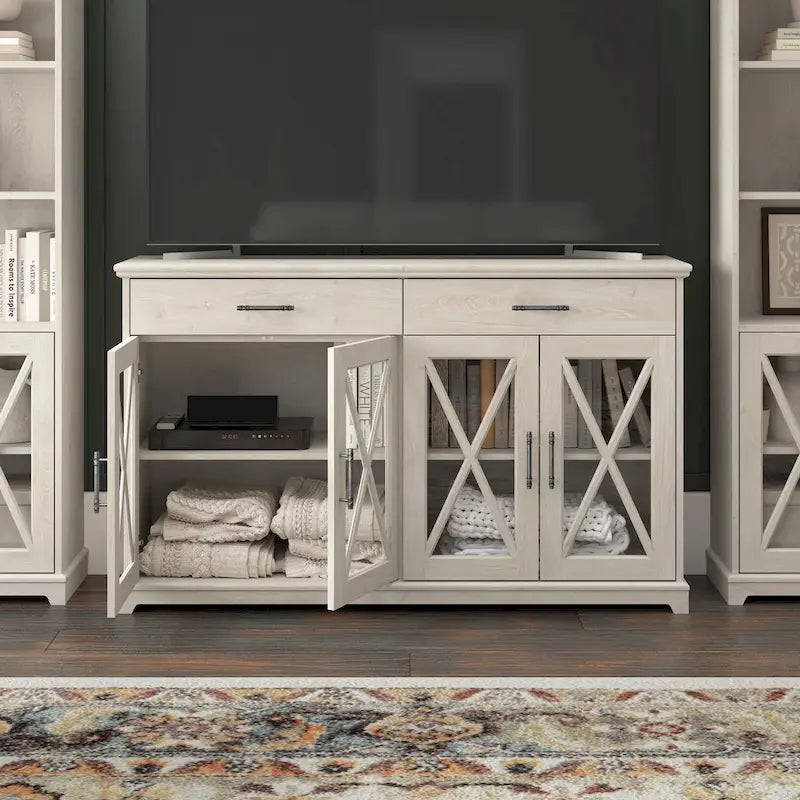 60W Farmhouse TV Stand for 75 Inch TV
