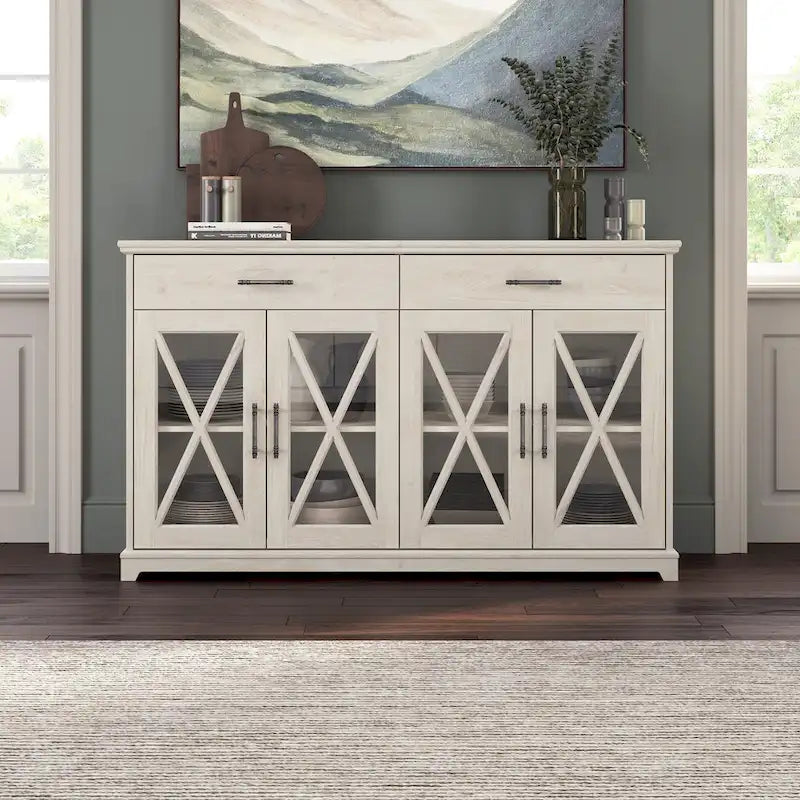 60W Farmhouse TV Stand for 75 Inch TV