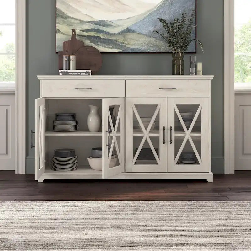 60W Farmhouse TV Stand for 75 Inch TV