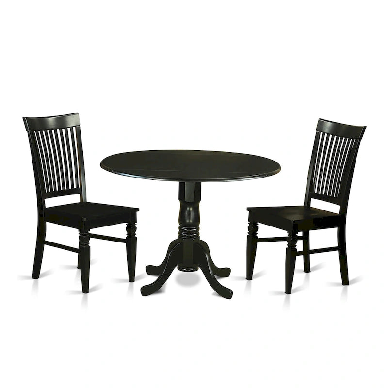 3 Piece Dinette Set Contains a Round Dining Table and 2 Dining Room Chairs, (Finish Options)