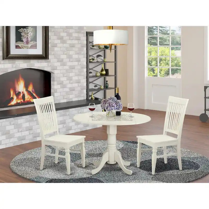 3 Piece Dinette Set Contains a Round Dining Table and 2 Dining Room Chairs, (Finish Options)