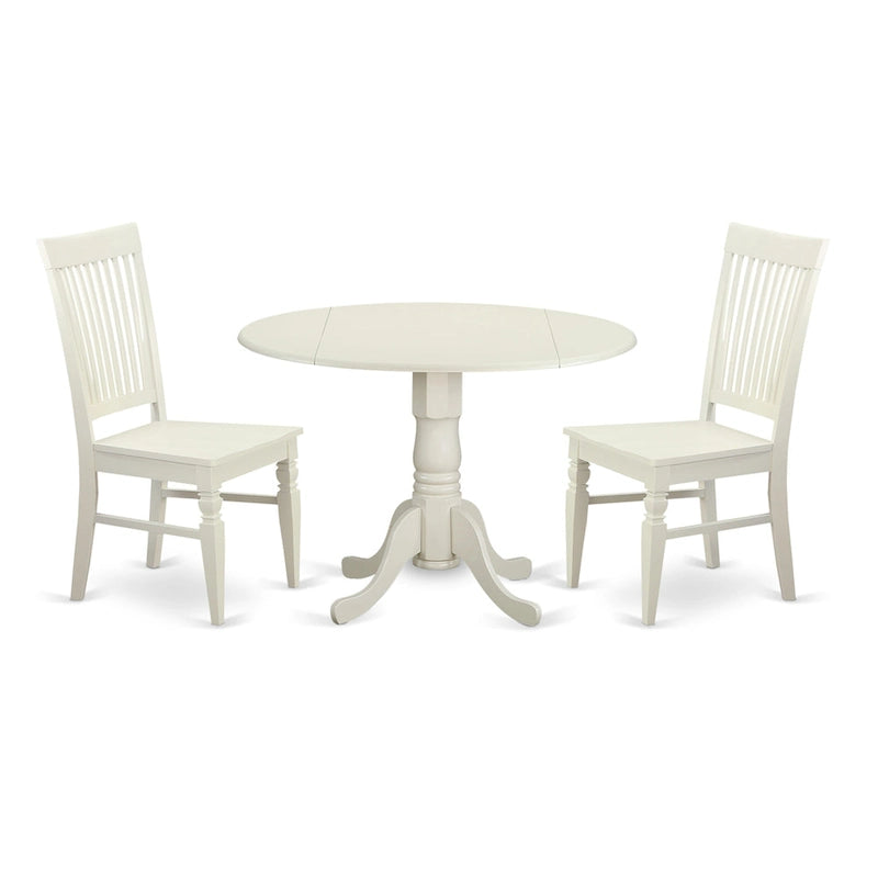 3 Piece Dinette Set Contains a Round Dining Table and 2 Dining Room Chairs, (Finish Options)