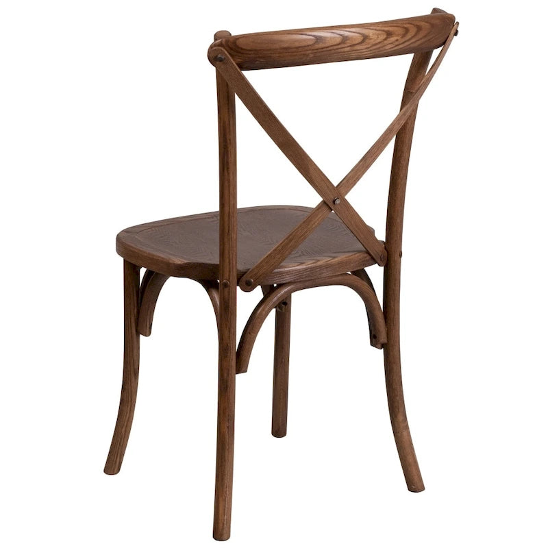 8' x 40 Rustic Folding Farm Table Set with 10 Cross Back Chairs and Cushions