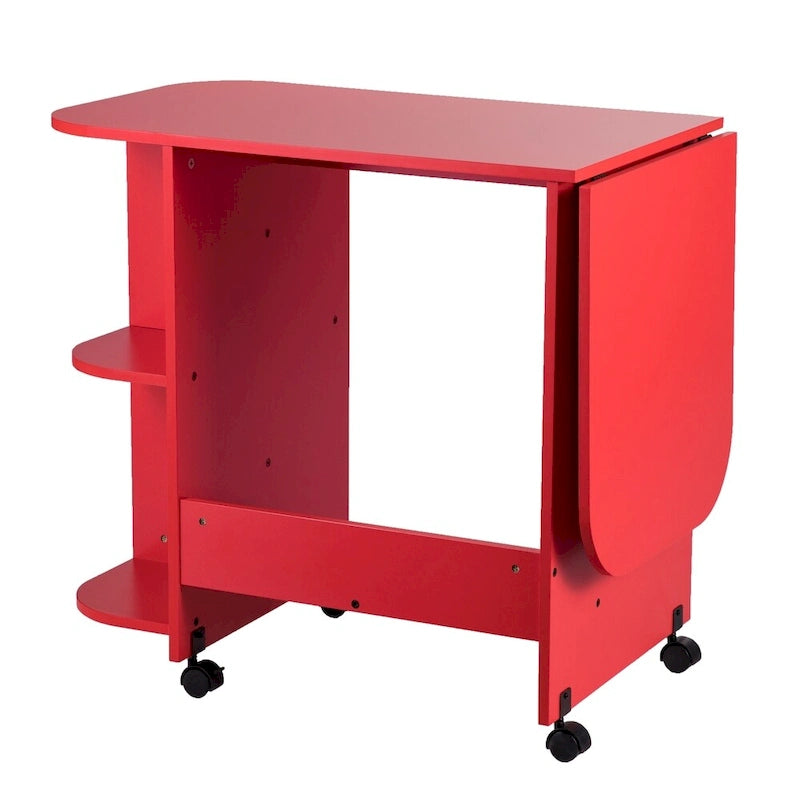 Farmhouse Red Foldable Rolling Sewing Table/ Craft Station
