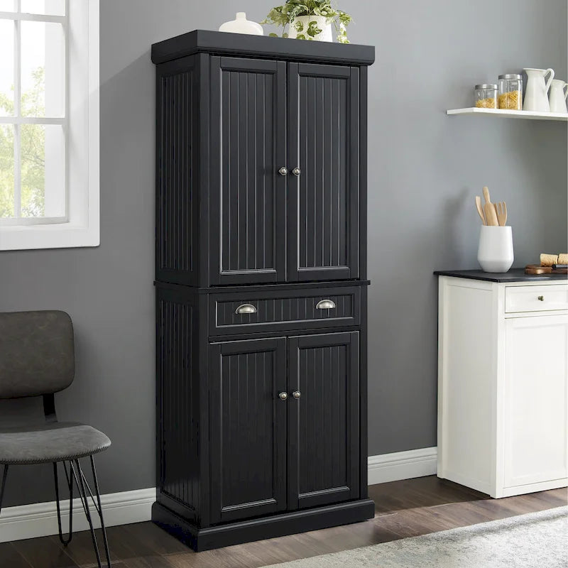 Kitchen Pantry in Distressed Black Finish