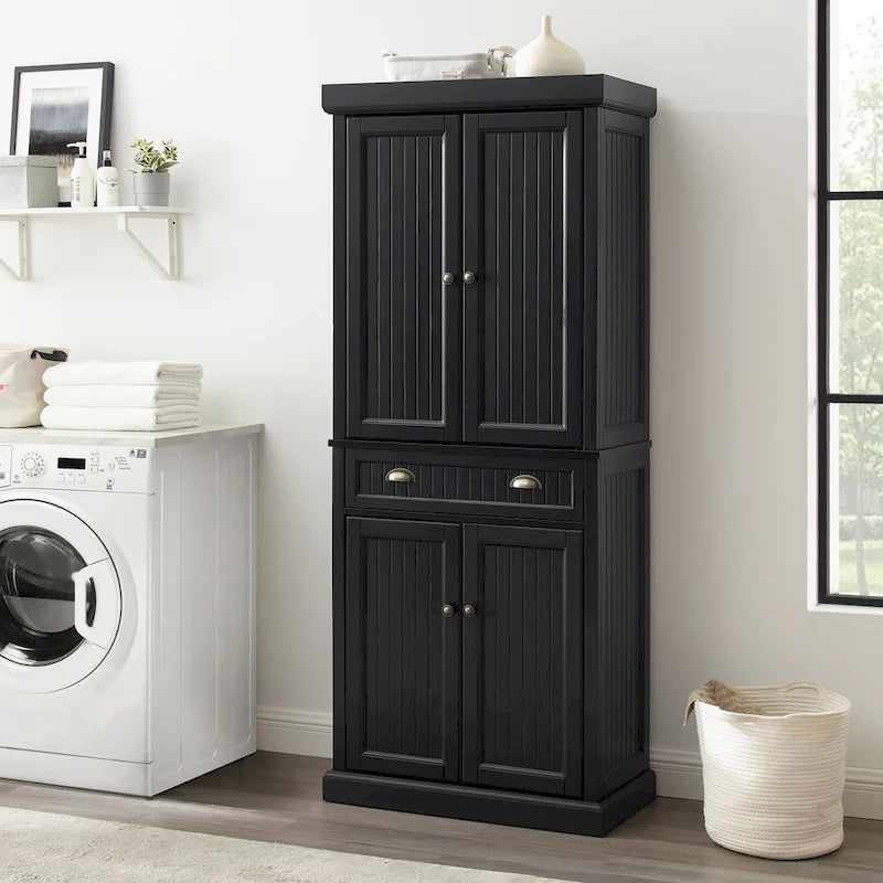Kitchen Pantry in Distressed Black Finish