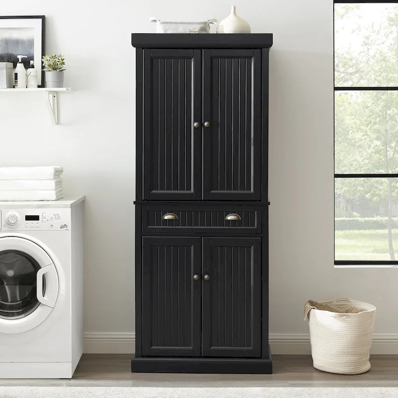 Kitchen Pantry in Distressed Black Finish