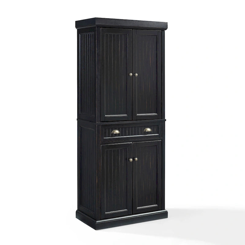 Kitchen Pantry in Distressed Black Finish