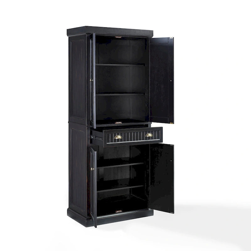 Kitchen Pantry in Distressed Black Finish