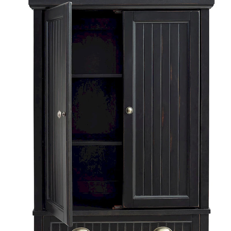 Kitchen Pantry in Distressed Black Finish