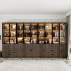 Meuble éclairé en aluminium et verre, personnalisable pour buffet ou bibliothèque