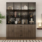 Meuble éclairé en aluminium et verre, personnalisable pour buffet ou bibliothèque