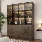 Meuble éclairé en aluminium et verre, personnalisable pour buffet ou bibliothèque