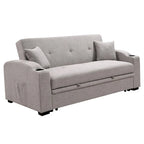 Canapé convertible avec dossier inclinable, porte-gobelets et coussins