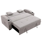 Canapé convertible avec dossier inclinable, porte-gobelets et coussins