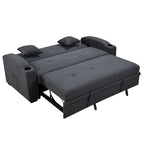 Canapé convertible avec dossier inclinable, porte-gobelets et coussins