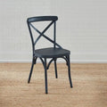 Distressed Metal X Back Side Chair - Antique White (Set of 2)