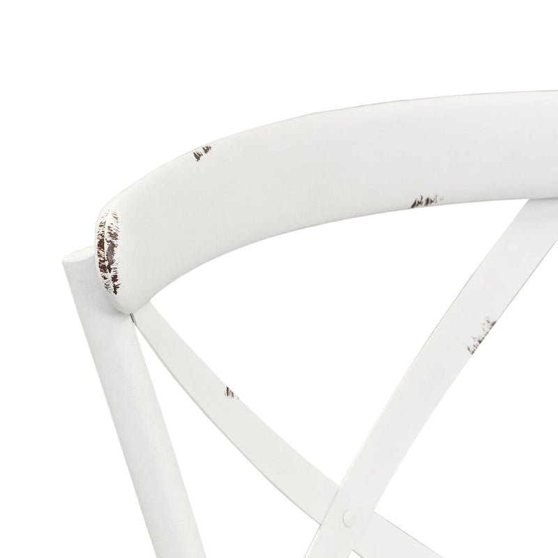 Distressed Metal X Back Side Chair - Antique White (Set of 2)