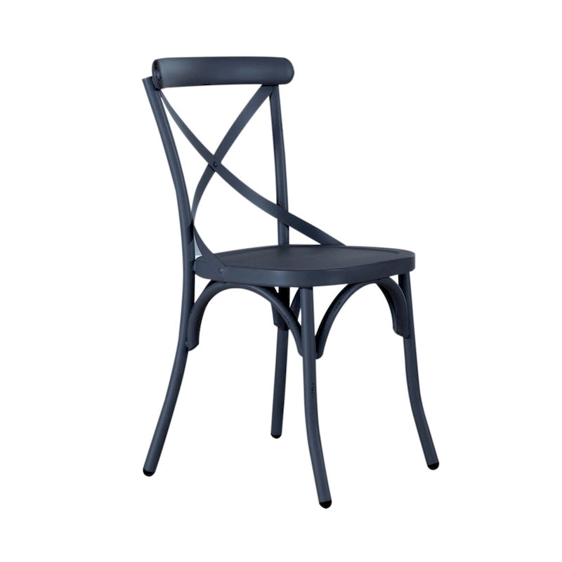 Distressed Metal X Back Side Chair - Antique White (Set of 2)