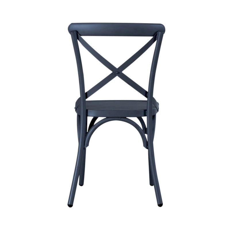 Distressed Metal X Back Side Chair - Antique White (Set of 2)