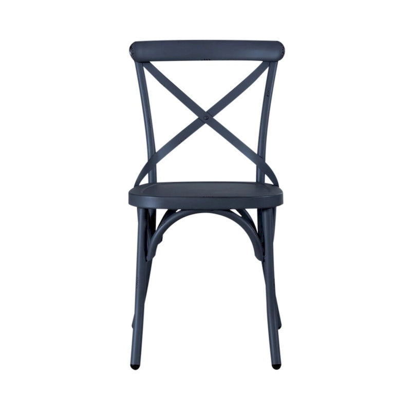 Distressed Metal X Back Side Chair - Antique White (Set of 2)