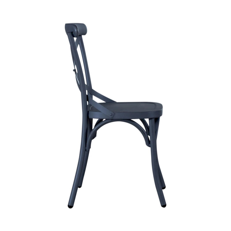 Distressed Metal X Back Side Chair - Antique White (Set of 2)