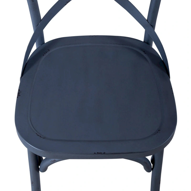 Distressed Metal X Back Side Chair - Antique White (Set of 2)