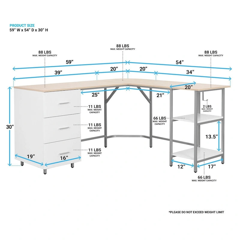 Modern Designs L-Shape Home Office Desk With Storage