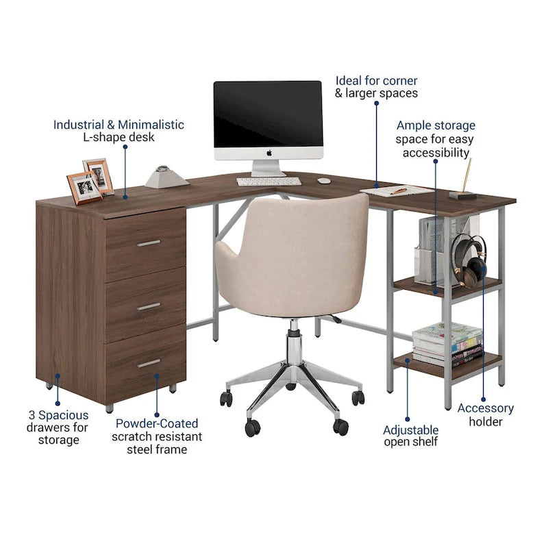 Modern Designs L-Shape Home Office Desk With Storage
