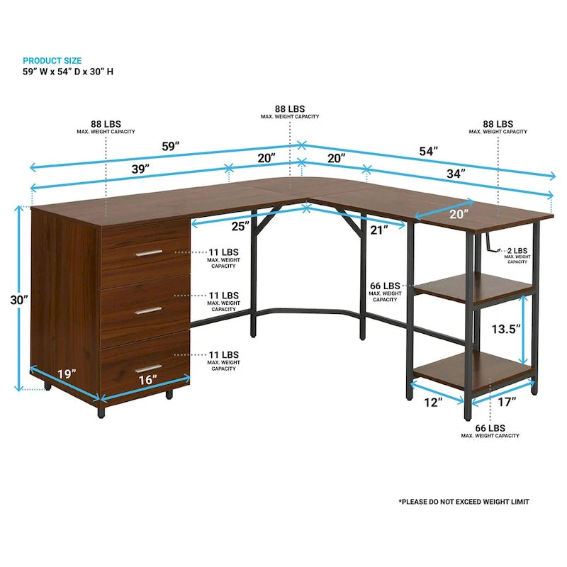 Modern Designs L-Shape Home Office Desk With Storage