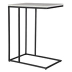 Mesa auxiliar de metal negro y mármol blanco