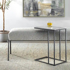 Mesa auxiliar de metal negro y mármol blanco