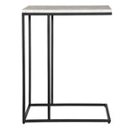 Mesa auxiliar de metal negro y mármol blanco