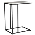 Mesa auxiliar de metal negro y mármol blanco