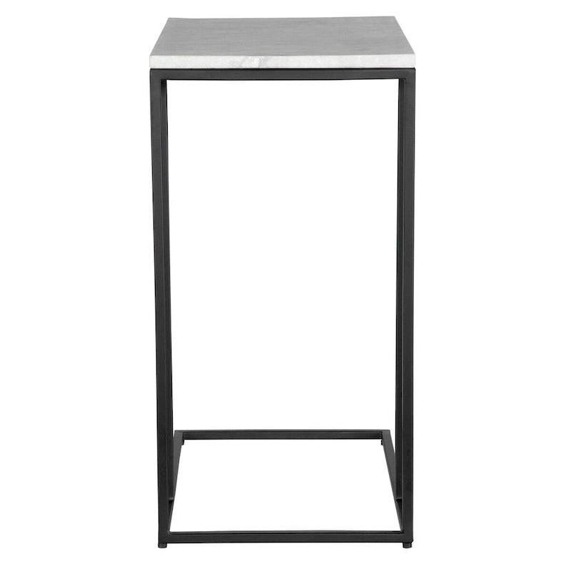 Black Metal and White Marble Accent Table