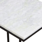 Mesa auxiliar de metal negro y mármol blanco