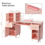 Table de manucure de 55 W en panneau de particules gaufré et verre trempé