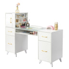 Table de manucure de 55 W en panneau de particules gaufré et verre trempé
