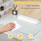 Table de manucure de 55 W en panneau de particules gaufré et verre trempé