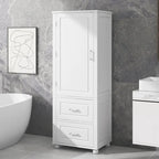 Mobiletto da bagno alto 61 in legno con 1 anta, cassetti e ripiani regolabili